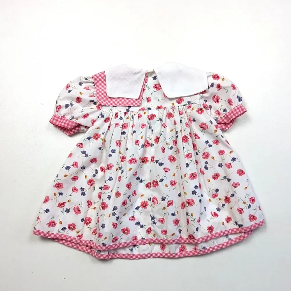 Vintage Allison Ann Dress Girls Size 18m Pink Floral Spring